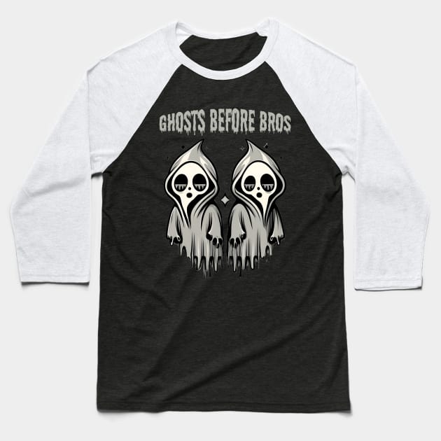 Ghosts Before Bros Baseball T-Shirt by MetalByte